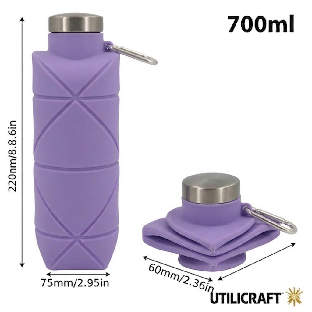 Utilicraft Portable Collapsible Water Bottle | Silicone, BPA-Free, Travel-Ready